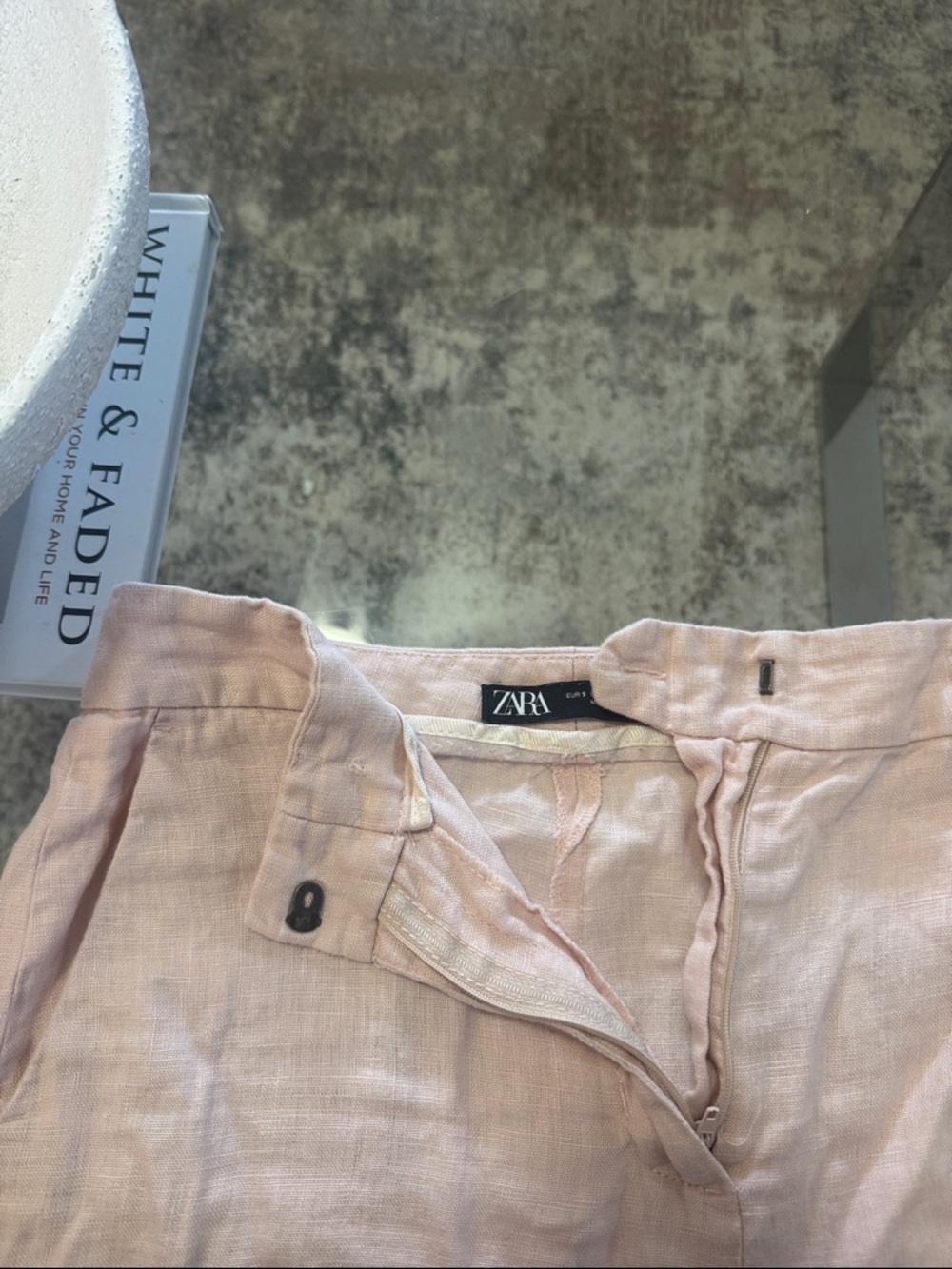 ZARA Women’s Light Pink 100% Linen Pants